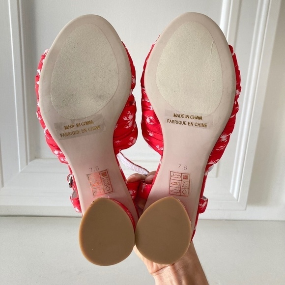 NWOT Jeffery Campbell Anthropologie Lobster Printed Red Knot Heeled Sandals - Picture 7 of 7